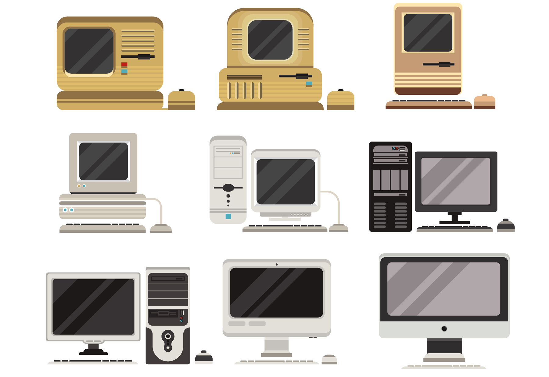Illustrated computers over time