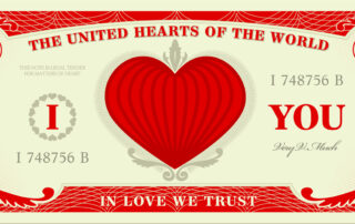 image of modified U.S. dollar with hearts